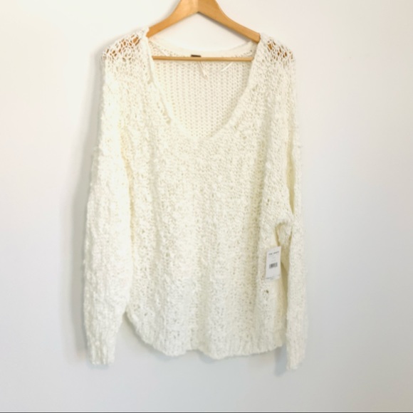 Free People Loose Knit Sunday Shores Ivory Sweater - Picture 3 of 6